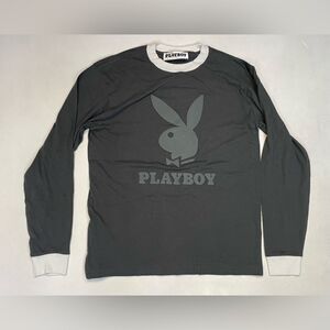 Playboy By Pacsun Logo Graphic Men Small Gray Long Sleeve